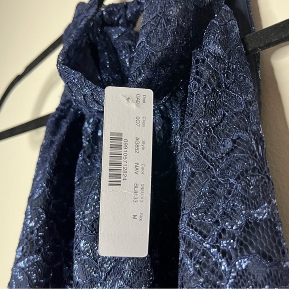 NWT J. CREW Navy Blue Metallic Floral Party Holiday Lace Overlay 2 Piece Set - Picture 13 of 16